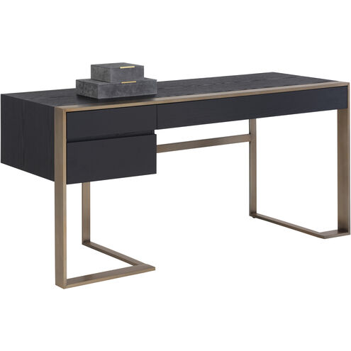 Dalton 63 X 23.75 inch Antique Brass / Black Desk